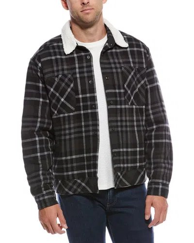 Scotch & Soda Flannel Eisenhower Jacket In Black