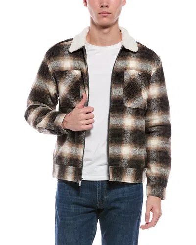 Scotch & Soda Flannel Zip Jacket In Black