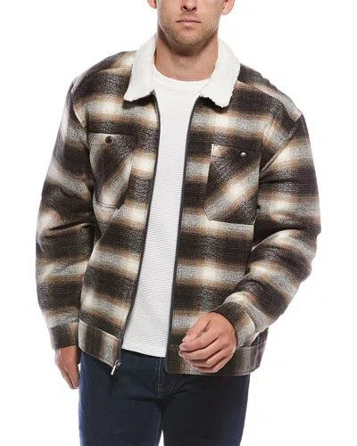 Scotch & Soda Flannel Zip Jacket In Brown