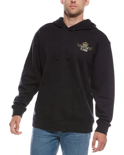 Scotch & Soda Fleece Graphic Hoodie In Black