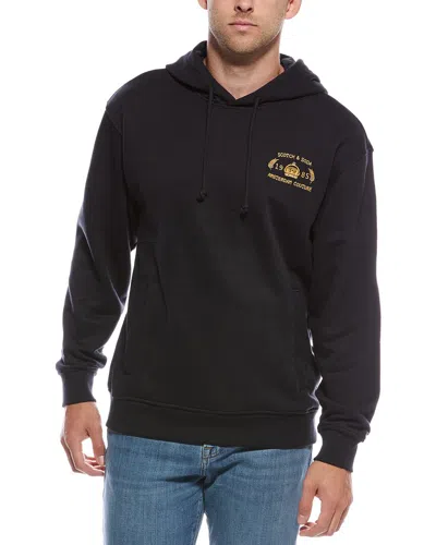 Scotch & Soda Fleece Graphic Hoodie In Black