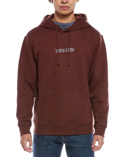Scotch & Soda Fleece Graphic Hoodie In Brown