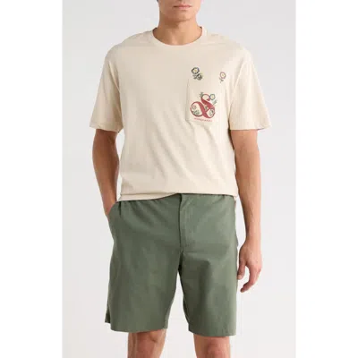Scotch & Soda Floral Embroidered Pocket Graphic T-shirt In Gray