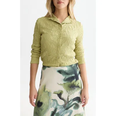 Scotch & Soda Floral Jacquard Button-up Shirt In Green