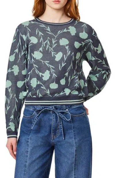 Scotch & Soda Floral Jacquard Crewneck Sweater In Gray