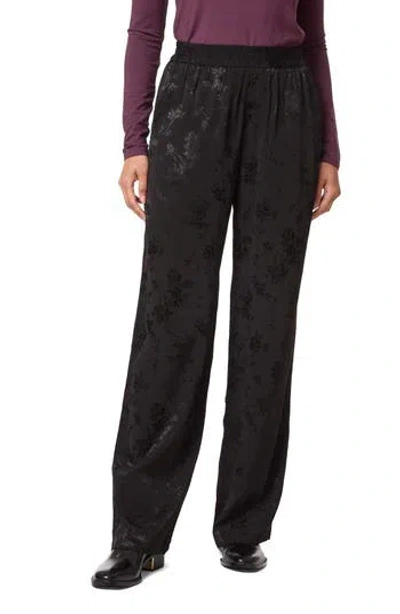 Scotch & Soda Floral Jacquard Elastic Waist Pants In Black