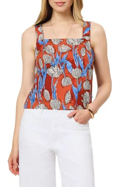 Scotch & Soda Floral Square Neck Cotton Tank In Multi