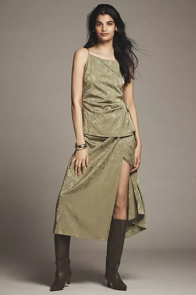 Scotch & Soda Fluid Wrap Midi Skirt In Green
