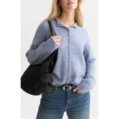 Scotch & Soda Fuzzy Funnel Neck Cardigan In Blue