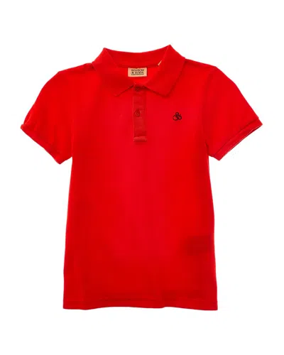 Scotch & Soda Garment-dyed Pique Polo Shirt In Pink