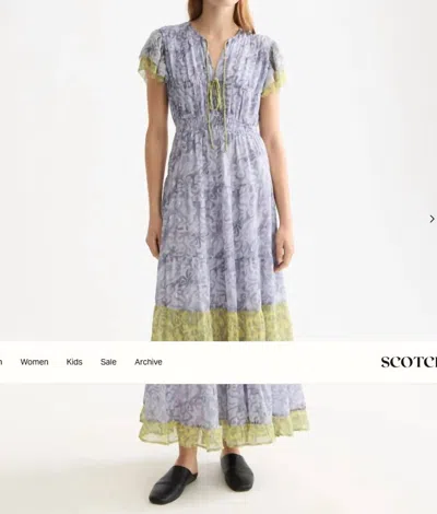 Scotch & Soda Gathered Maxi Dress In Purple