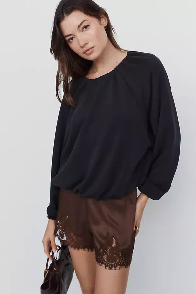 Scotch & Soda Gathered Modal Sweatshirt In Black