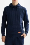 Scotch & Soda Geo Jacquard Terry Hoodie In Blue