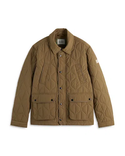 Scotch & Soda Geometric Quilted Coat In Golden Brown
