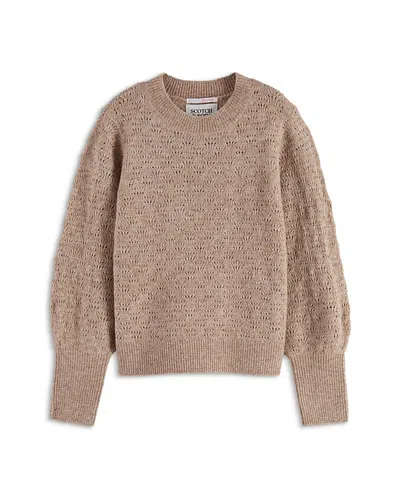 Scotch & Soda Girls' Ajour Knitted Sweater - Little Kid, Big Kid In Brown