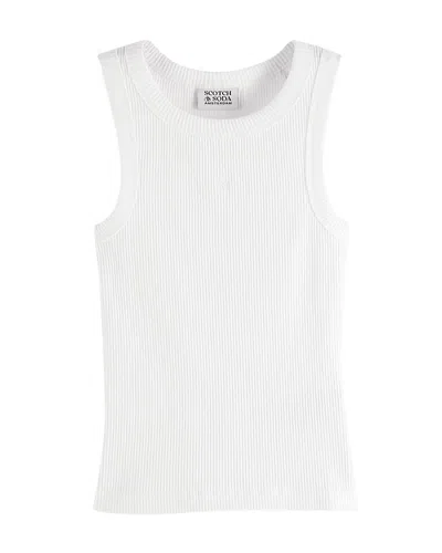 Scotch & Soda Girls' Core Ribbed Slim Fit Tank Top - Little Kid, Big Kid In White