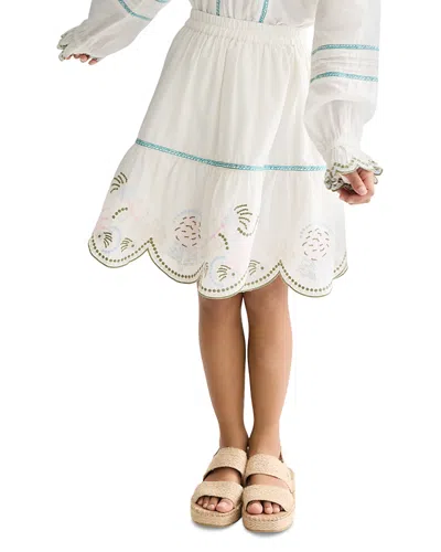 Scotch & Soda Girls' Embroidered Hem Cotton Skirt - Little Kid, Big Kid In White