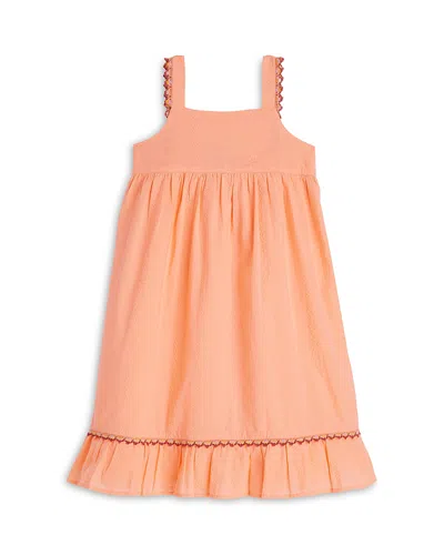 Scotch & Soda Girls' Embroidered Striped Cotton Strap Dress - Little Kid, Big Kid In Orange