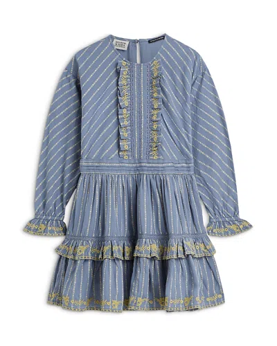 Scotch & Soda Girls' Festive Striped Dress - Little Kid, Big Kid In Blue