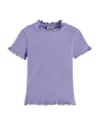 Scotch & Soda Girls' Mock Neck Slim Fit Ribbed Short Sleeved Tee - Little Kid, Big Kid In Multi