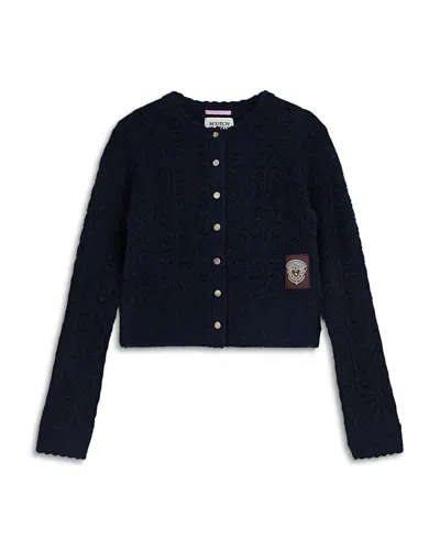 Scotch & Soda Girls' Pointelle Crewneck Cardigan - Little Kid, Big Kid In Blue
