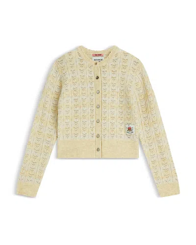 Scotch & Soda Girls' Pointelle Crewneck Cardigan - Little Kid, Big Kid In Yellow