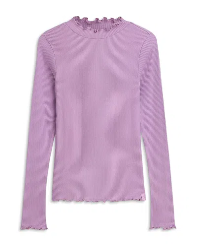 Scotch & Soda Girls' Ribbed Slim Fit Long Sleeve Tee - Little Kid, Big Kid In African Violet