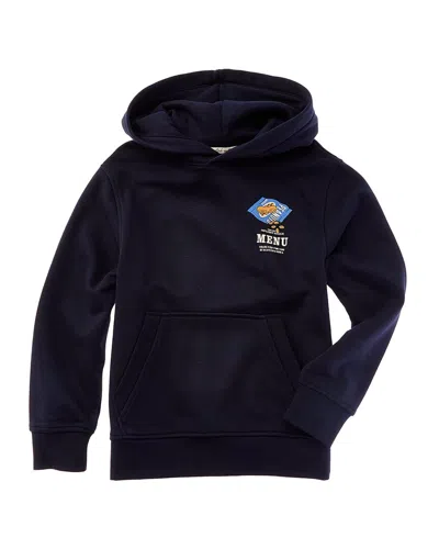 Scotch & Soda Graphic Fleece Pullover Hoodie In Blue