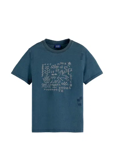 Scotch & Soda Graphic T-shirt In Blue