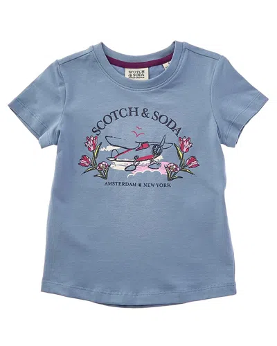 Scotch & Soda Kids'  Graphic T-shirt In Blue