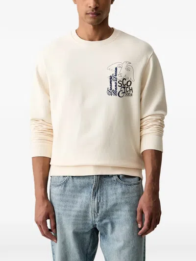 Scotch & Soda Graphic-print Sweatshirt In White