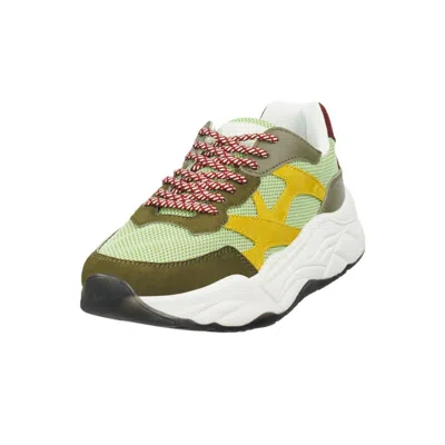 Scotch & Soda Green Goatskin Chunky Sneakers In Multi