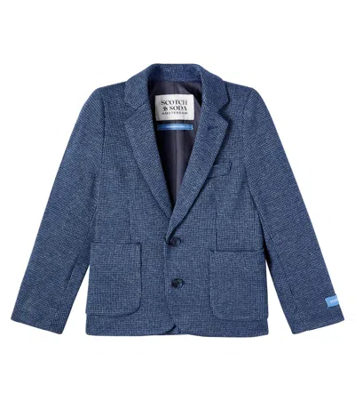 Scotch & Soda Kids' Herringbone Blazer In Blue