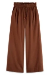 Scotch & Soda High Waist Wide Leg Cotton Voile Pants In Animal Print