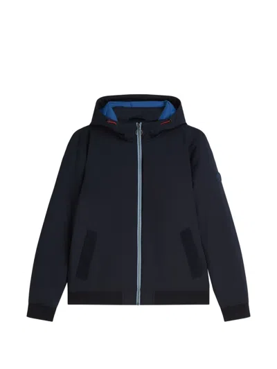 Scotch & Soda Hooded Zip-up Jacket In Blue