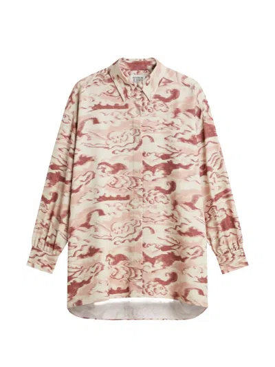 Scotch & Soda Ikat-print Long-sleeve Shirt In Brown