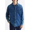 Scotch & Soda Indigo Jersey Knit Button-up Shirt In Blue