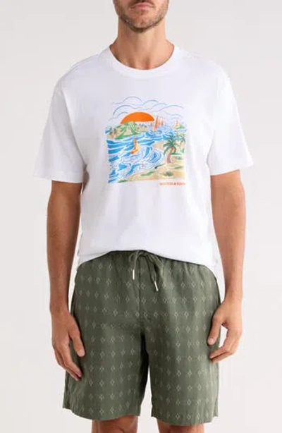 Scotch & Soda Island Graphic T-shirt In White