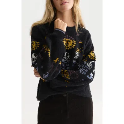Scotch & Soda Jacquard Boxy Fit Sweater In Meteorite