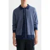 Scotch & Soda Jacquard Cotton Polo Cardigan In Blue