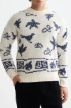 Scotch & Soda Jacquard Extra Dropped Shoulder Sweater In Gold