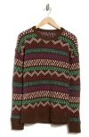 Scotch & Soda Jacquard Drop Shoulder Crewneck Sweater In Brown