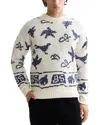 Scotch & Soda Jacquard Extra Dropped Shoulder Sweater In White