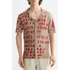 Scotch & Soda Jacquard Knit Camp Shirt In Brown