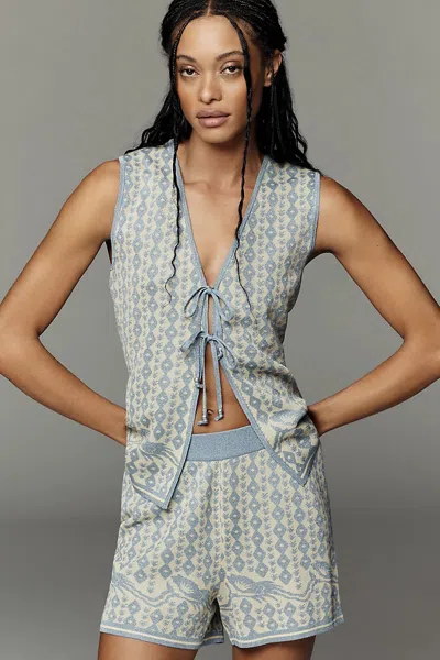 Scotch & Soda Jacquard Knit Shorts In Beige