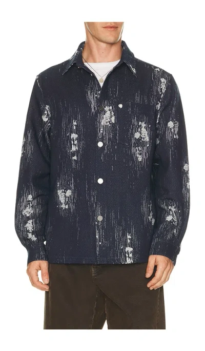 Scotch & Soda Jacquard Relaxed Fit Overshirt In Blue