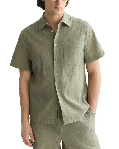 Scotch & Soda Jacquard Seersucker Regular Fit Short Sleeved Shirt In Green