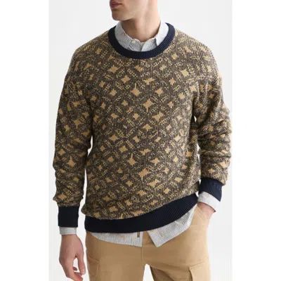 Scotch & Soda Jacquard Relaxed Knit Patterned Sweater In Brown