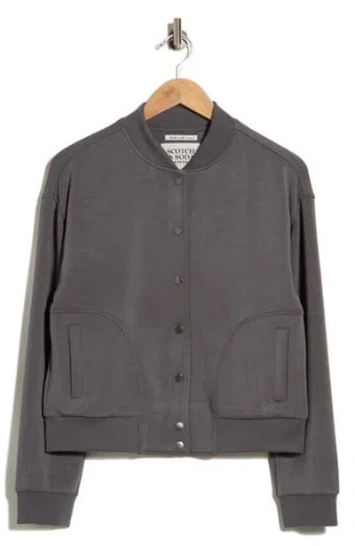 Scotch & Soda Jersey Bomber Jacket In Gray