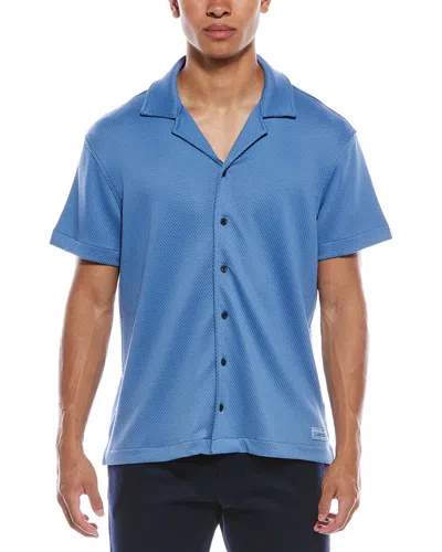 Scotch & Soda Jersey Camp Shirt In Blue